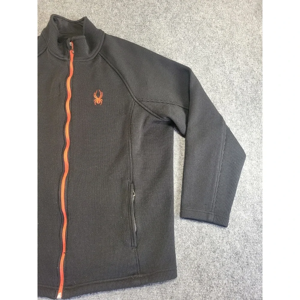 Spyder Men's XL Full Zip Long Sleeve Waffle Knit Athletic Sweater Black W/Red